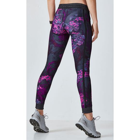Fabletics Black Purple Floral Paisley Jogger Pants Women’s Size M Athleisure - Picture 2 of 5